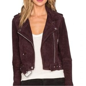 BLANKNYC Morning After Genuine Suede Leather Motorcycle Jacket in Cabernet Wine